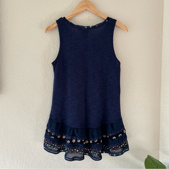 Anthropologie navy blue tiered sleeveless blouse womens size medium - Picture 4 of 7